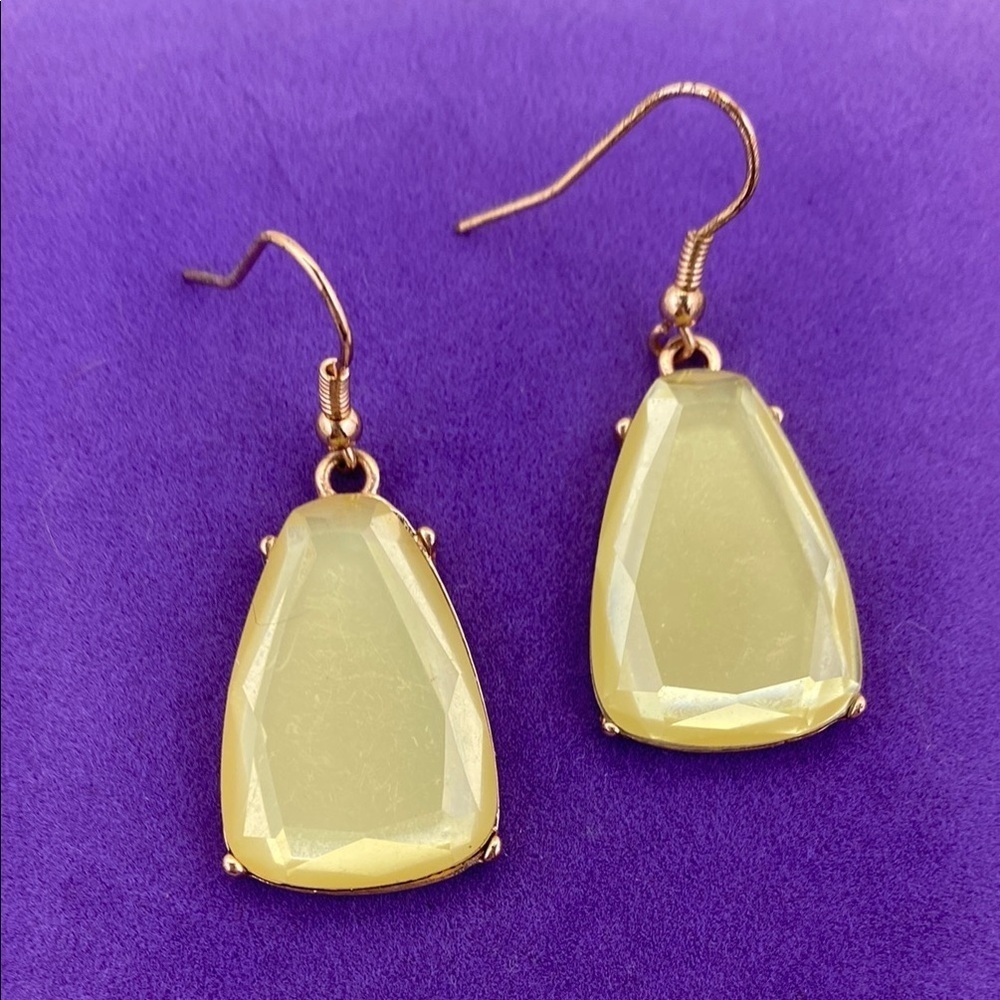 💛 Elegant Gold and Cream Fashion Earrings